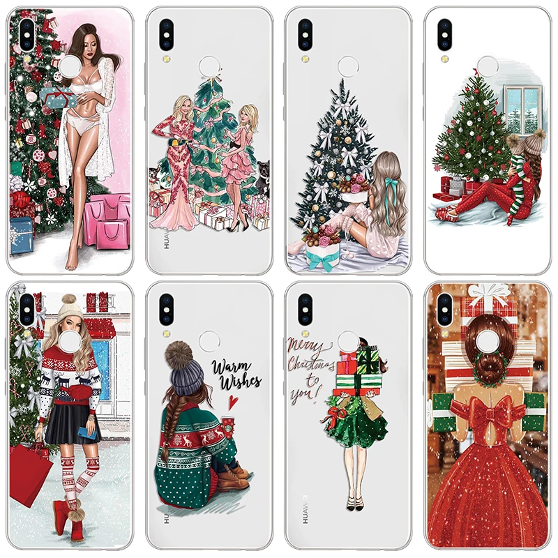 

Black Brown Hair Baby Mom Girl Case For Huawei P20 P30 Mate 20 30 10 Pro P10 P8 P9 Lite 2017 P Smart Plus Z 2019 Christmas Case