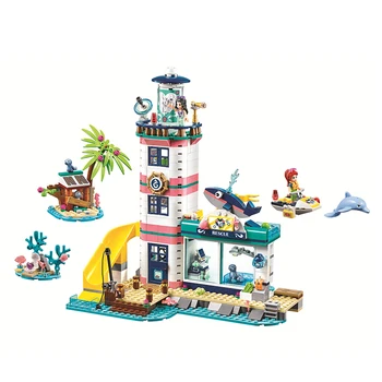 

639pcs Girls Friends Lighthouse with Floodlight Lepinblock DIY Building Block Friends 41380 Brick Toys For Girls birthday gifts