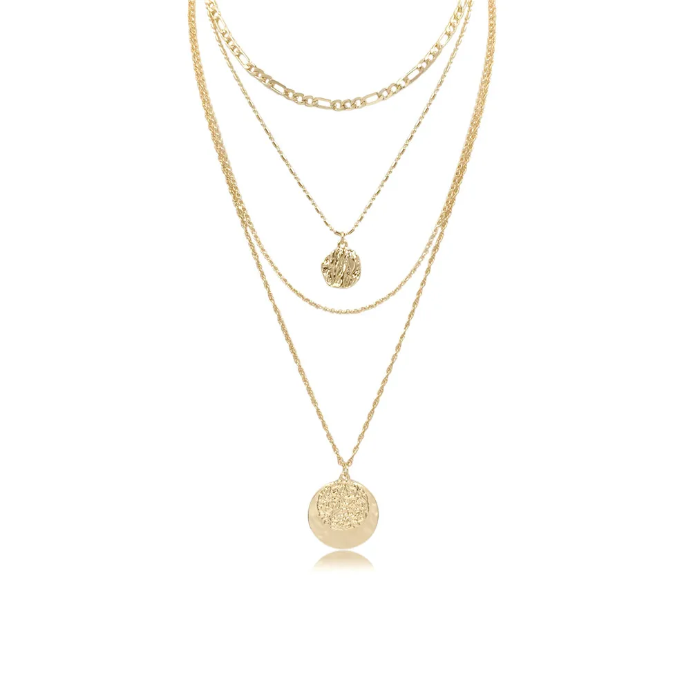 

2020 New Separable 2 Layered Necklace Set Gold Color 4 Type Chain with 2 Pendant Necklace for Women Fashion Party Best Gift