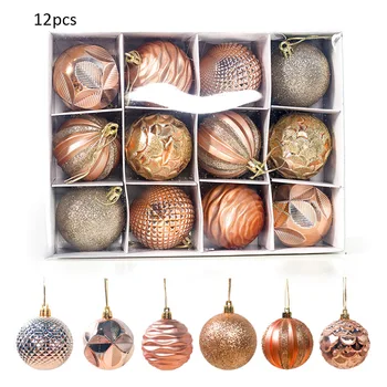 

12PCS Bauble Ornament Christmas Party Hanging Balls Christmas Tree Ball Decor Ball 6cm Decorations For Home Xmas Decoration Gift