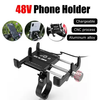 

GUB G-91 Aluminum Alloy Phone Holder USB Charging Bike Mount Electric Motorcycle Scooter Mobile Phone Handlebar Stand Holder