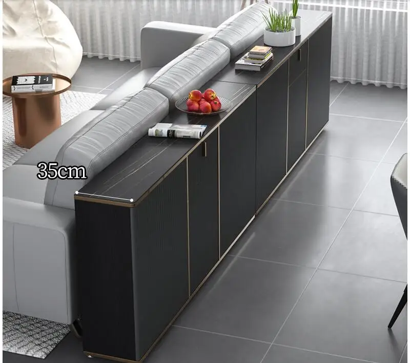 Rock board ultra-thin dining side cabinet solid wood integrated wall household 25cm modern simple living room storage wine cabin