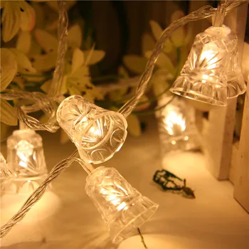 

New Waterproof 10 LED Christmas Jingle Bell String lights Colourful Twinkle Lamp Battery Powered Holiday Garden Decoration Lamp