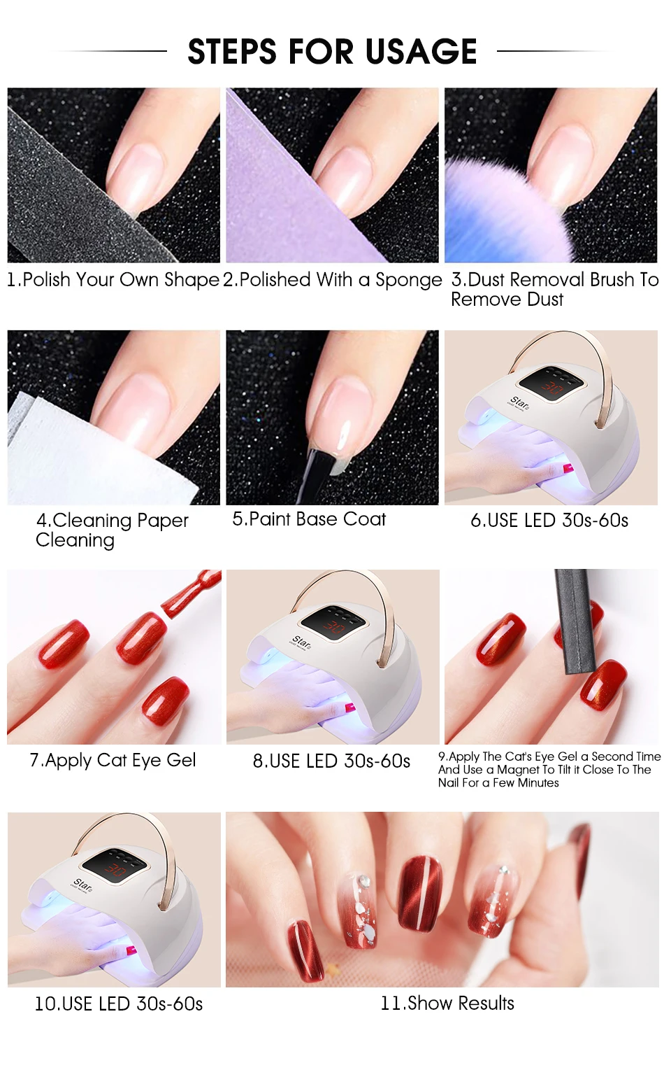 ROHWXY Гель-лак для ногтей с эффектом «кошачий глаз» УФ-гель-Лак Блеск магнит 37 цветов гель-живопись замочить от маникюра дизайн ногтей DIY Гель-лак
