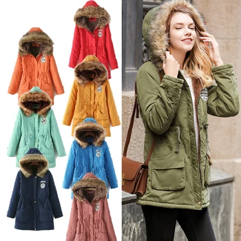 

Casual Coat Long Paragraph Plus Size Slim Jacket Female Winter Jacket Women Thick Warm Military Hooded Parka Mujer Cotton Padded