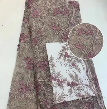 

fashionable tulle embroidery french net lace fabric Jolin-58.9803 with beads for party dress