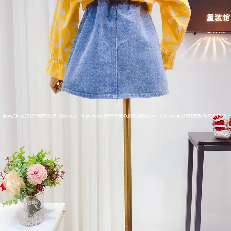 Girls denim skirt 2020 spring new style foreign style wild children's baby color buckle denim bag skirt