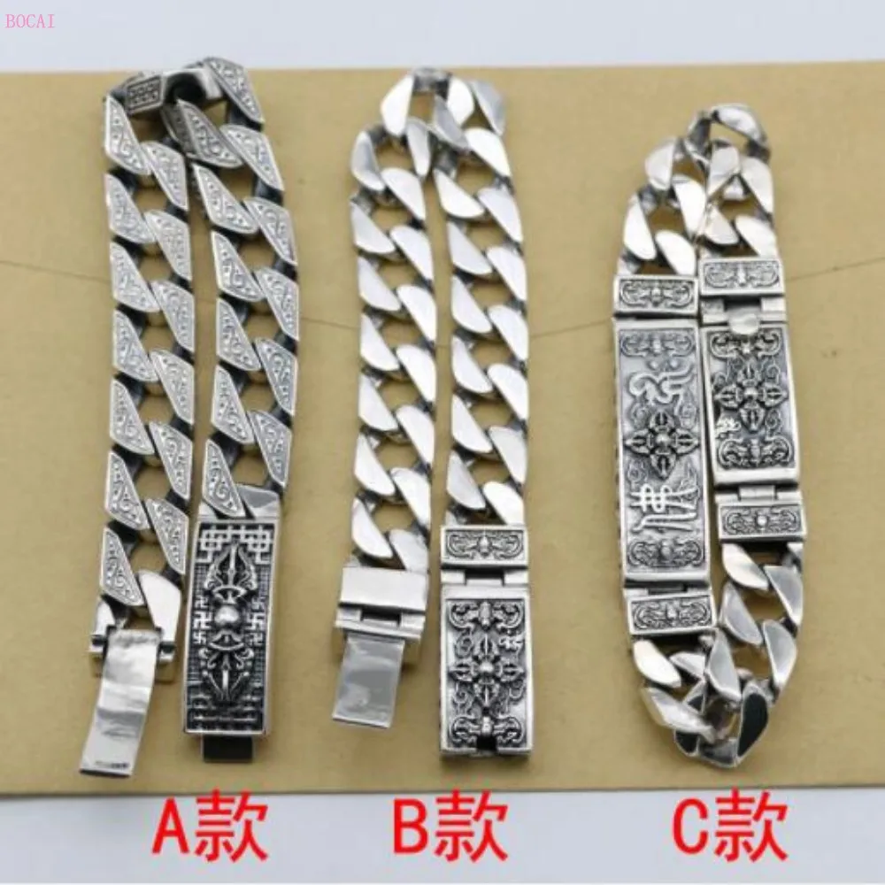

Male silver jewelry Domineering Thai silver retro Buddhism Jin Gangchu Pure S925 Silver Bracelet for men Wide Bracelet
