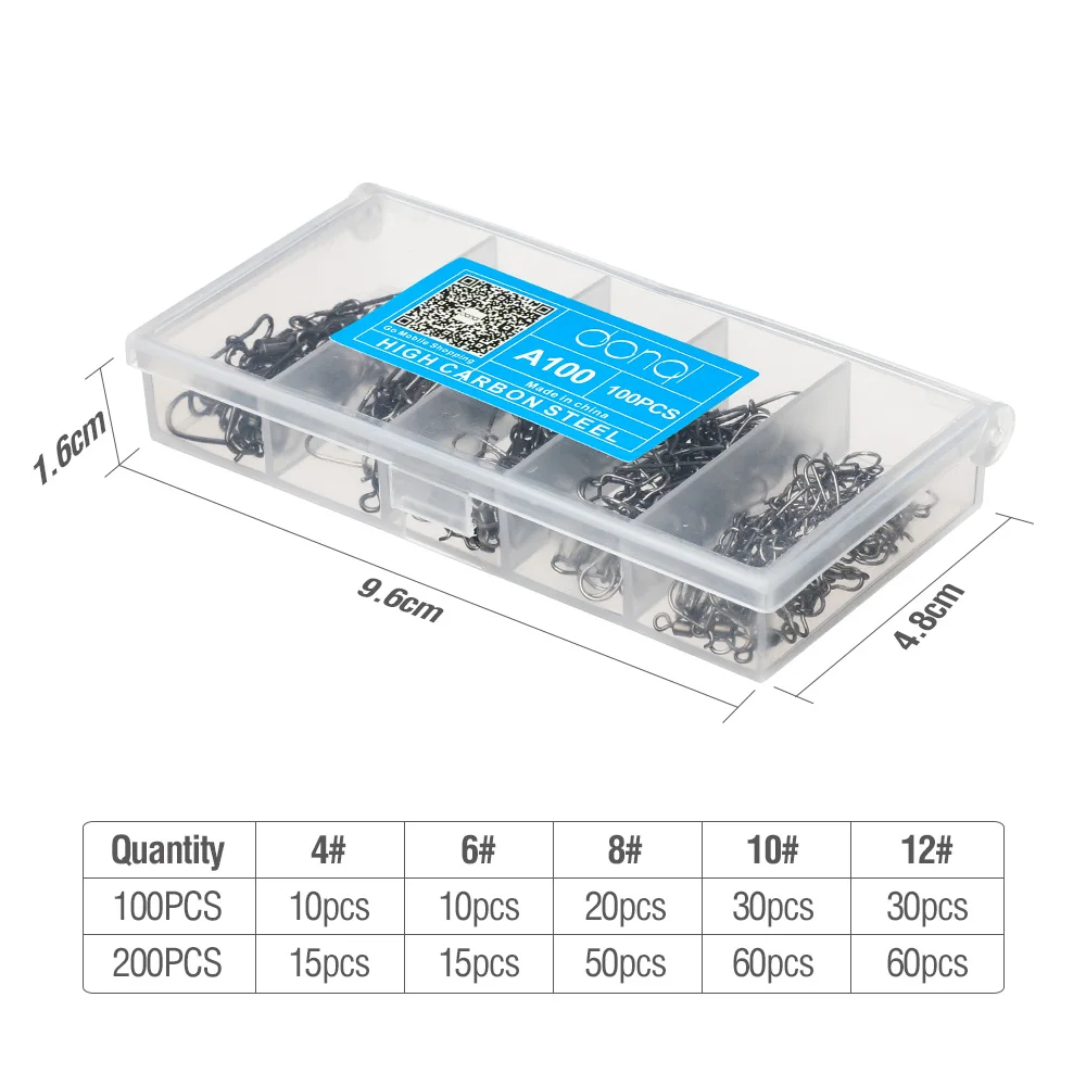 DONQL 100200Pcs Bearing Swivel Fishing Connector Snap Rolling Interlock Connector Fishhook Lure Sea Fishing Tackle Accessories主图02 (4)