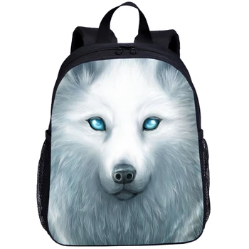 

Cool White Wolf Backpacks School Backpacks Baby Boys Girls Student School Bags Children Daily Kindergarten Bag Kid Cute Bookbags