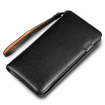

Men Long Wallet Leather Clutch Bag Wallet Real Luxury Design Wallet Soft Clutch