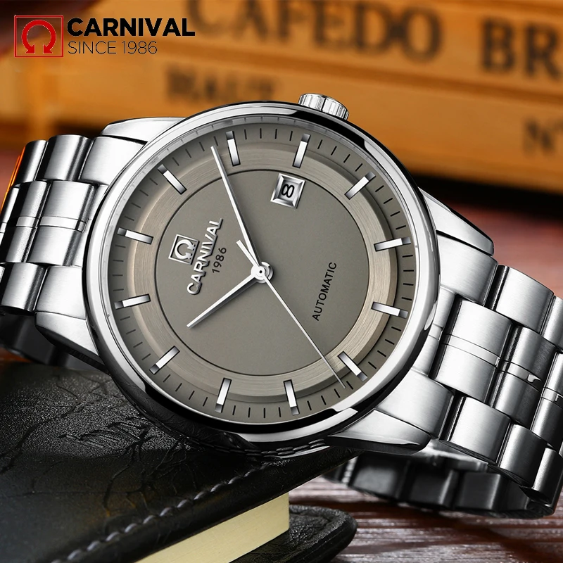 Carnival MIYOTA, автоматические часы для мужчин, reloj hombre,, роскошный бренд, полностью стальные сапфировые механические Спортивные Наручные Часы