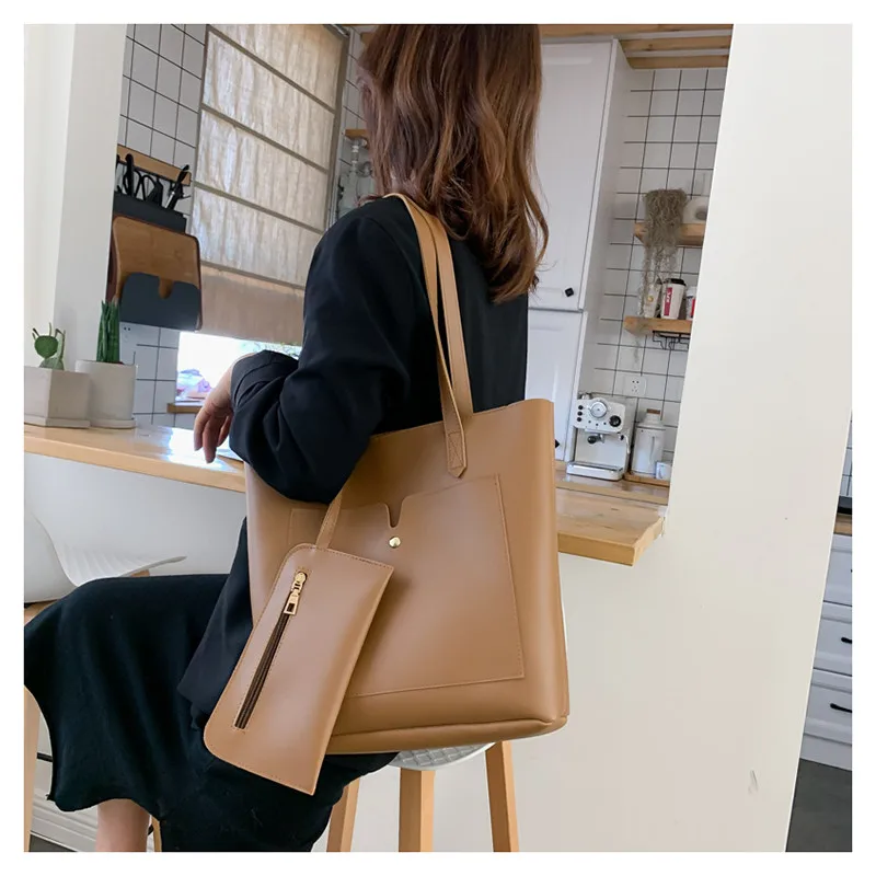 

2020 large size women leather handbags tote vintage shoulder bags set casual travel tote set drop shipping MN1682