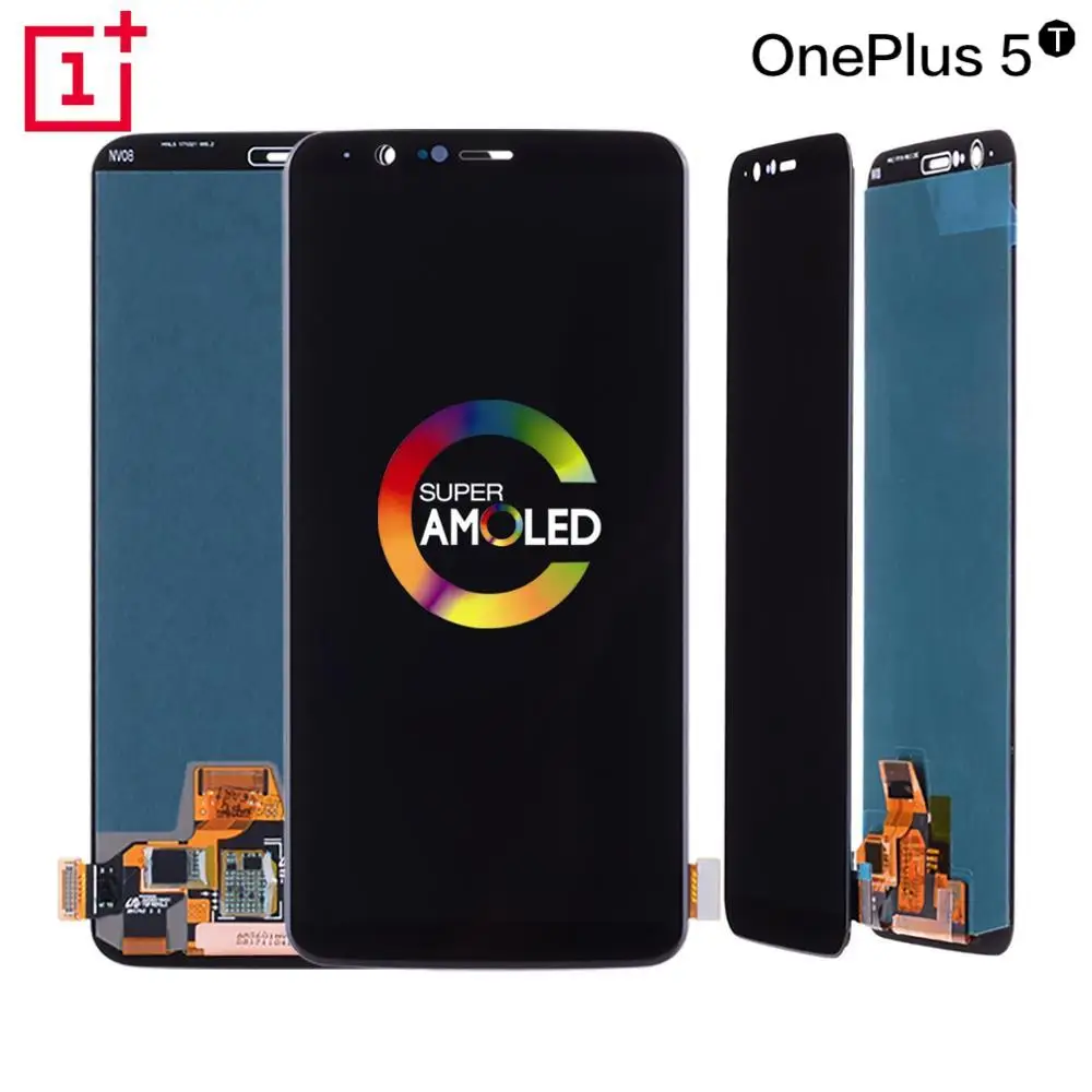 Pаспродажа Amoled Дисплей для Oneplus 5T A5010 font b LCD b font в сборе с тачскрином Оригинал 6.01 черный