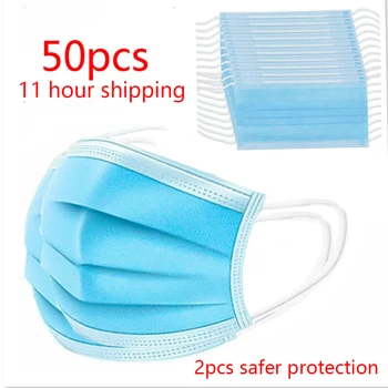 

50PCS Masks Non-woven 3-layer Filter Protection Masque Disposable Anti-dust Mouth Nose Mouth Face Masks