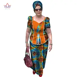 Летние Новые африканские костюмы для женщин хлопок короткий рукав африканская одежда юбка комплект плюс размер африканская одежда