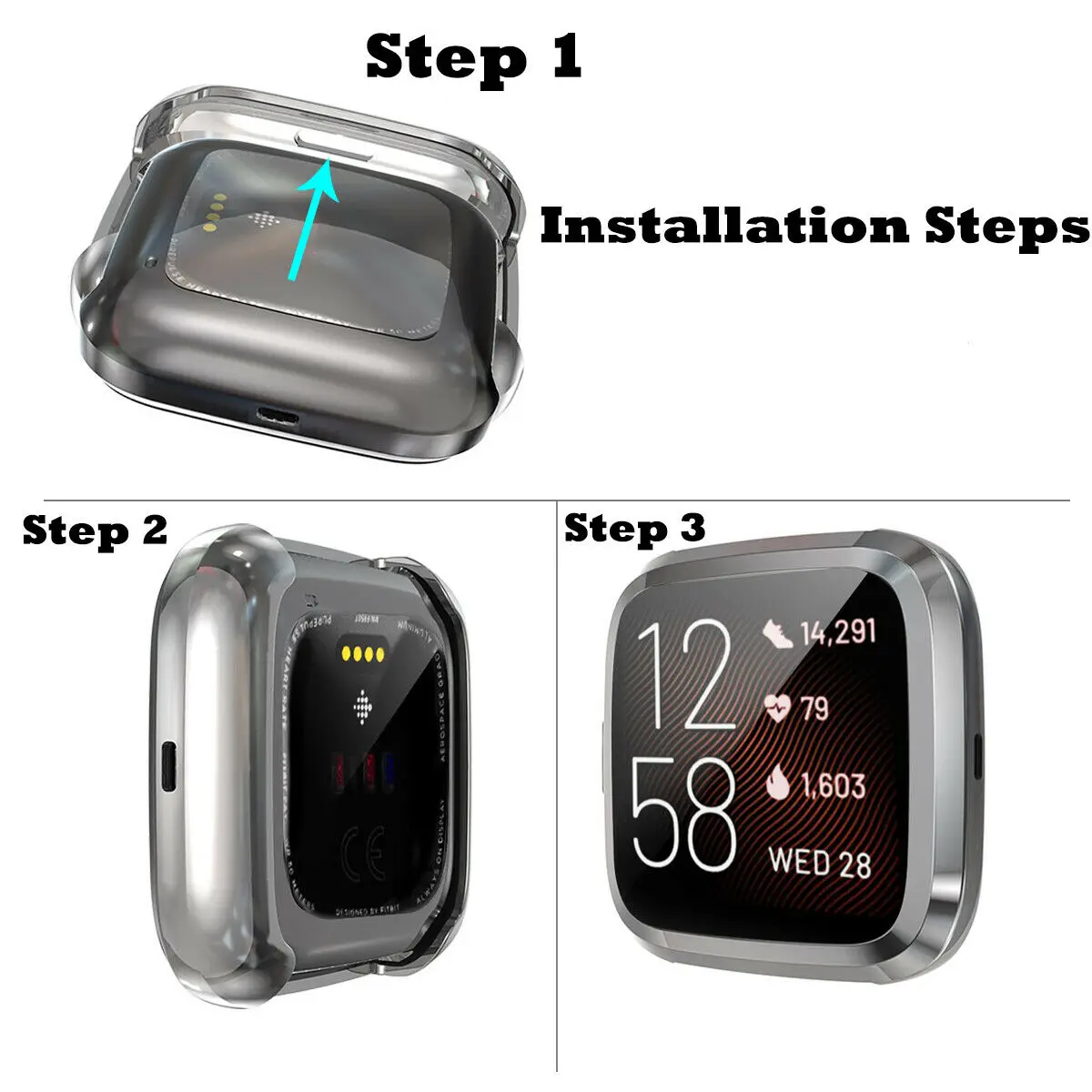 Мягкий ТПУ Смарт-часы защитный чехол+ протектор экрана для Fitbit Versa 2 Чехол для часов водонепроницаемые противоударные рамки