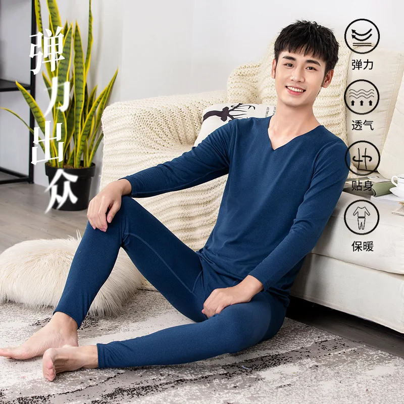 Men Thermal Underwear Autumn Pijama mujer Indoor Winter Pyjamas Sweat Quick Drying Thermo Men Clothing Sets 2022 luxury pajama suit hit color modal pyjamas sets couple sleepwear family pijama lover nightwear men