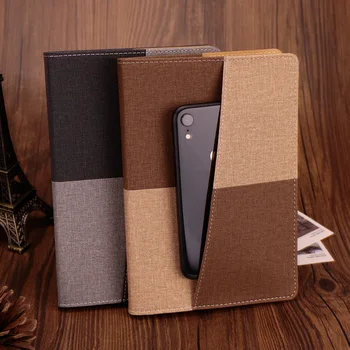 

A5 Creative Business Notebook With Wallet Protable Flax Cover Management Planner Manager Folder Diary Office School Supplies