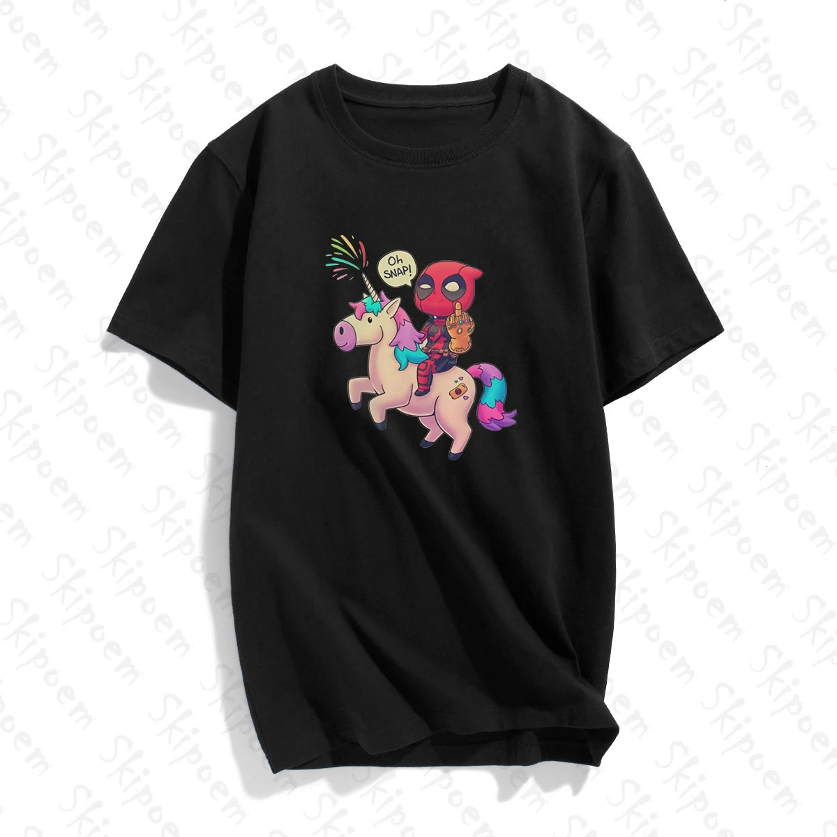 Дэдпул езда Единорог Футболка Женская Панк Винтаж Kawaii Harajuku Эстетическая Плюс