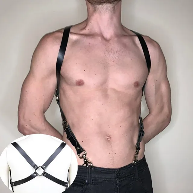 Fetisch Männer Brust Leder Top Einstellbar Gürtel für BDSM Bondage 1