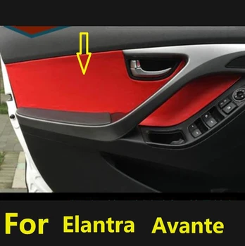 

4PCS Microfiber Front / Rear Door Panel Leather Cover Protective Trim For Hyundai Elantra Avante with Mount Fittings decoration