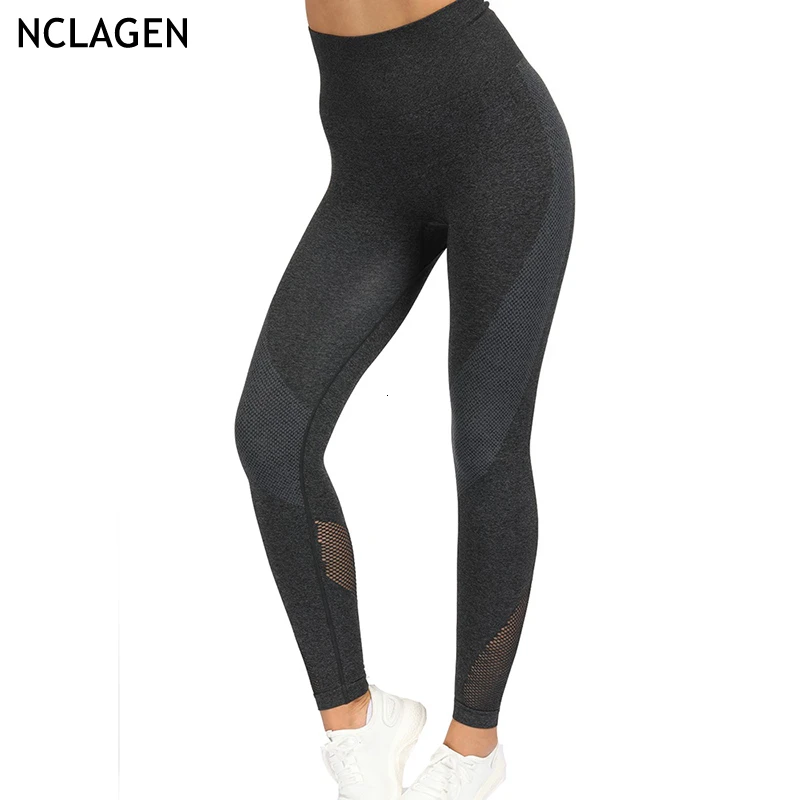 

NCLAGEN Women Booty Squat Proof Slim Fitness Black Workout Yoga Pant Butt Lift High Waist Nylon Casual Seamless Gyms Leggings