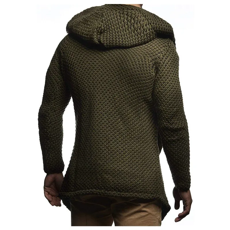 Dropshipping 2019 Brand Quality Cardigan Men Coats Solid Hooded Sweaters Men Fashion Long Thick Warm Winter Sweater Men Outwear