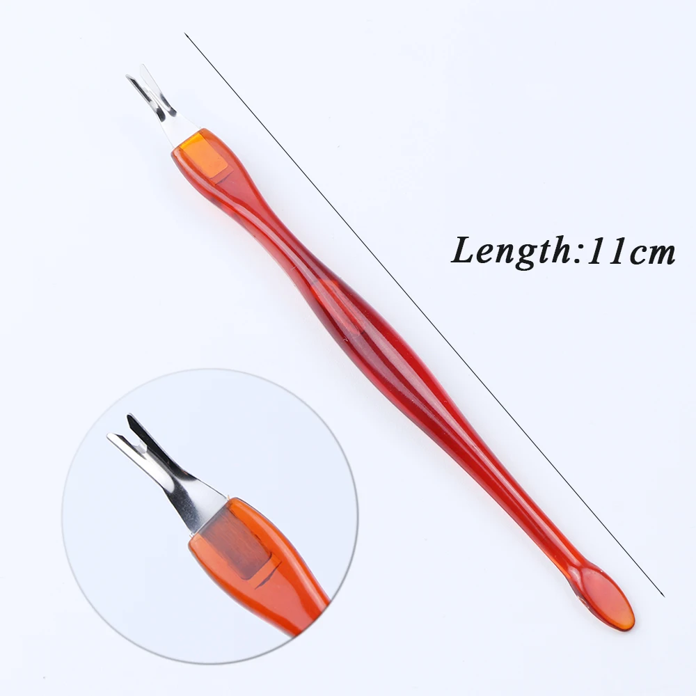 Нержавеющая сталь дизайн ногтей кутикулы толкатель омертвевшей кожи вилочный Триммер Средство для снятия УФ гель-лака клипер Маникюр Педикюр Инструменты SANC385-1
