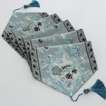 

European Jacquard Tassel Table Runner Brocade Embroidery Luxury Table Runner Classical Court Style TV Cabinet Cover Cloth Towel