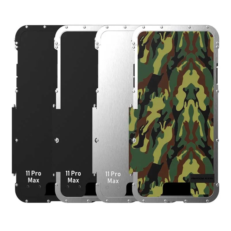 

R-JUST Luxury ShockProof Case Cover For iphone 11 11pro 11proMax Flip Aluminum Metal 360 Protective Armor Phone Case KS0359