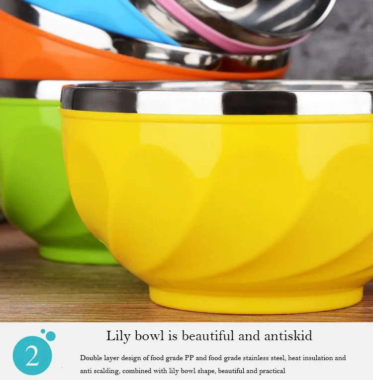 Stainless Steel Bowl Double Wall Thickened Bowls Tableware Kitchen Dinnerware Rice Fruit Soup Bowl Pack Of 4 Pc - 12Cm