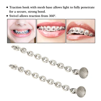 

2pcs Dental Orthodontic Traction Chain Gold Plated Round Buttons with Chain Dentist Orthodontic Tools Auxiliary Traction