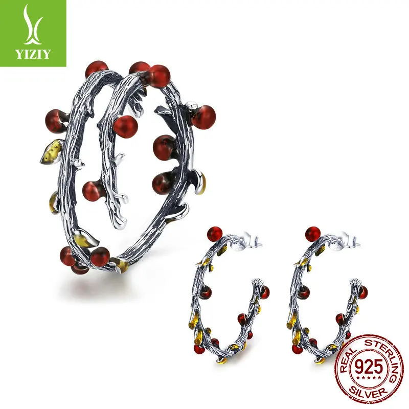 

Silver zi yun Origional Autumn Series Europe And America Fashion S925 Fine Silver Autumn Color Bracelets Earrings Ornament Set