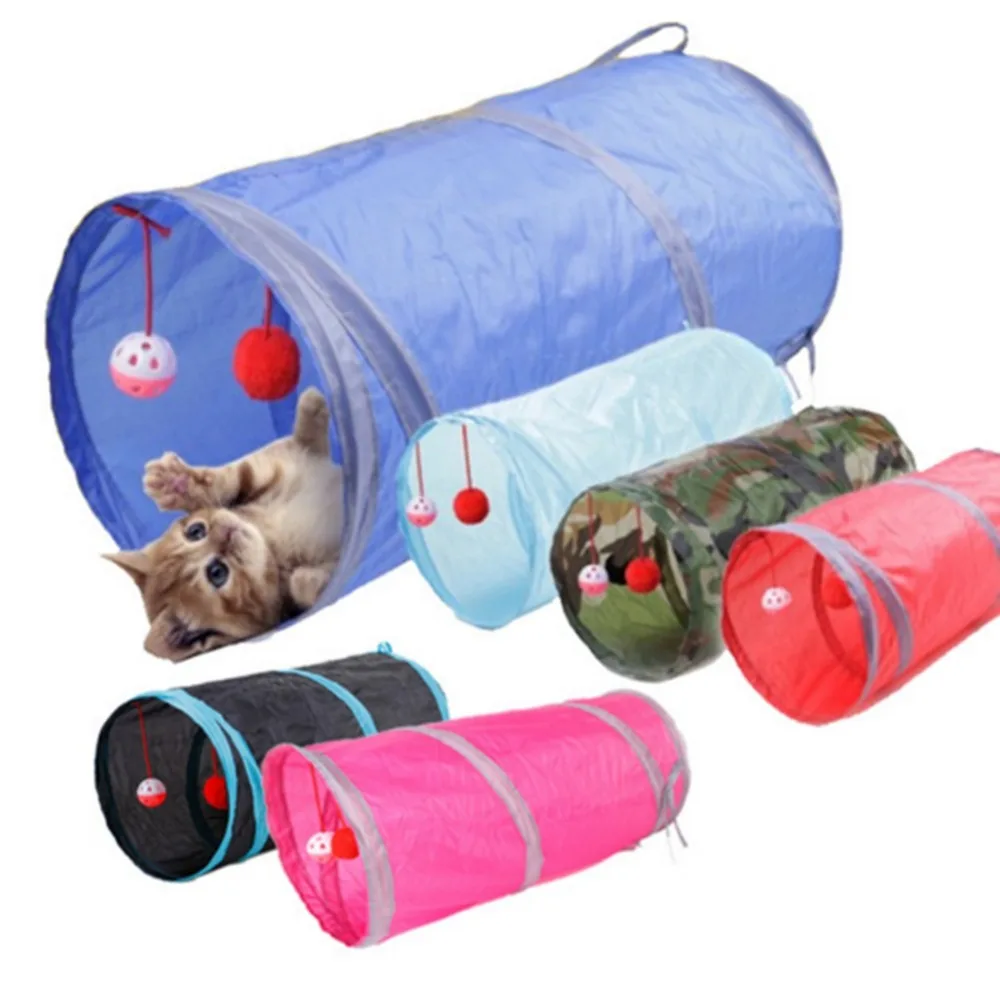 7 Color Funny Pet Tunnel Cat Play Rainbown Tunnel Brown Foldable Holes Cat Kitten Toy Bulk Toys Rabbit Tunnels Cats Cave