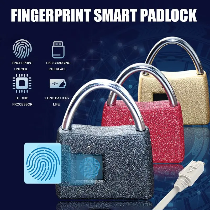 

Fingerprint Lock Smart Lock USB Rechargeable Door Zinc alloy Lock Luggage Case Lock Waterproof Lock Intelligent Fingerprint lock