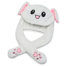 Chapeau en peluche avec oreilles de lapin mobiles, couvre oreilles brillants, mignons et décontractés pour enfants, 2021