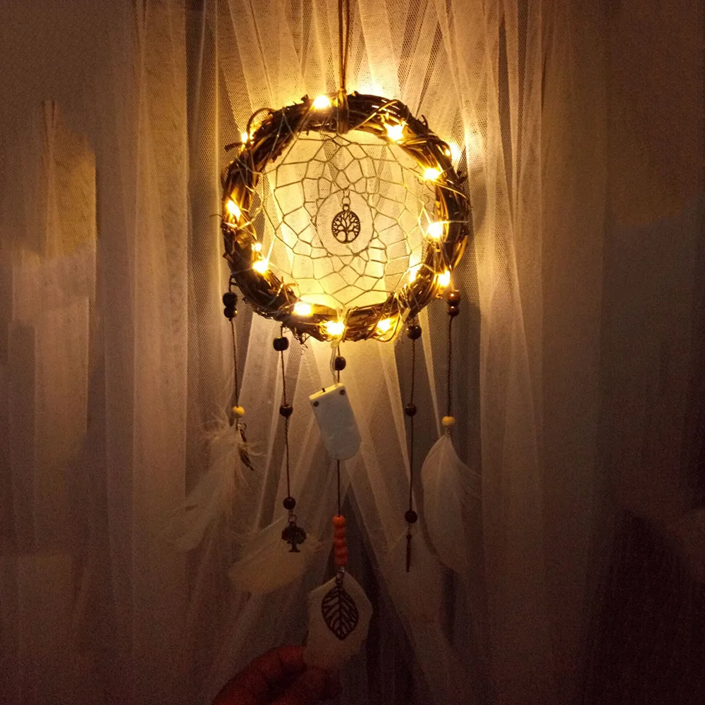 Indian Retro Vine Ring Feather Hanging Decoration Dreamcatcher Christmas Decoration Home Bracelet Charm Dreamcatcher