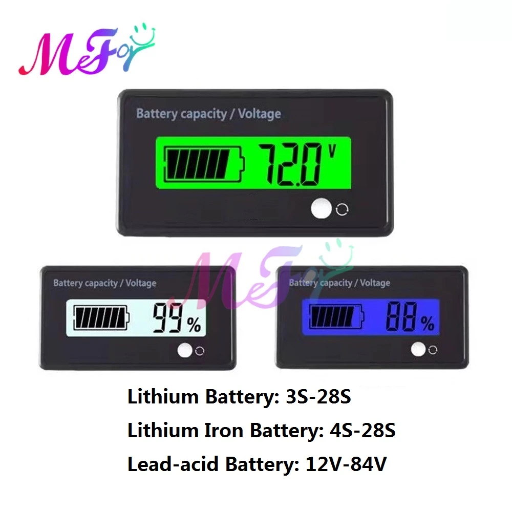 Indicador de capacidad de batería de litio 3S 28S, DC9V 100V, voltímetro de motocicleta y coche, medidor de prueba de voltaje de 12V 84V, batería de plomo ácido|Testers de baterías| AliExpress