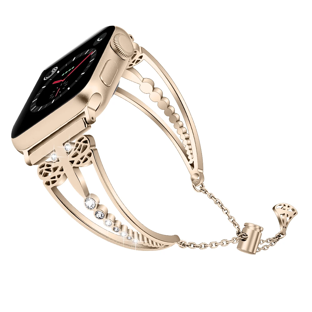 Для женщин браслет бриллиантовый ремешок для наручных часов Apple Watch 38 мм, 42 мм, 40 мм 44 мм браслет для наручных часов iWatch серии 1/2/3/4