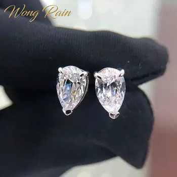 

Wong Rain Classic 100% 925 Sterling Silver Pear Created Moissanite Gemstone Ear Studs White Gold Earrings Fine Jewelry Wholesale