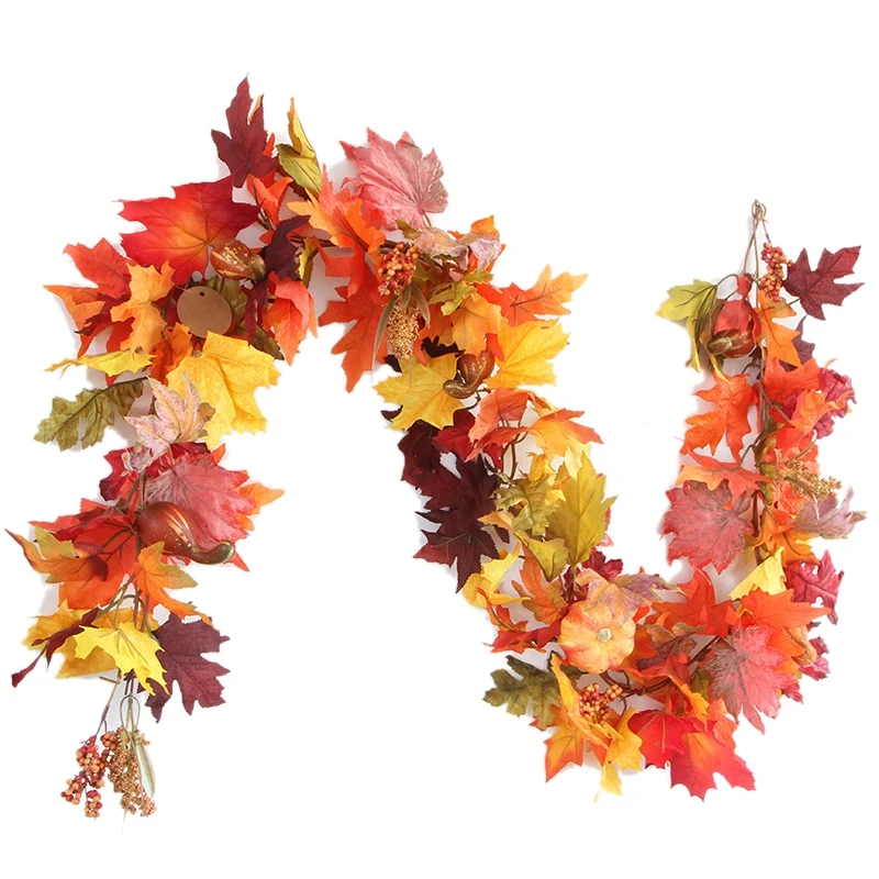

New Halloween Party Decor Fall Pumpkin Festival Party Decor Pumpkin Maple Leaves Rattan Artificial Flowers Home Party Decoration