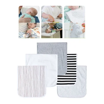 

5Pcs/Set Cotton Burp Cloths for Babies Muslin Burp Cloths Burpy Bib Set, 21'x10'