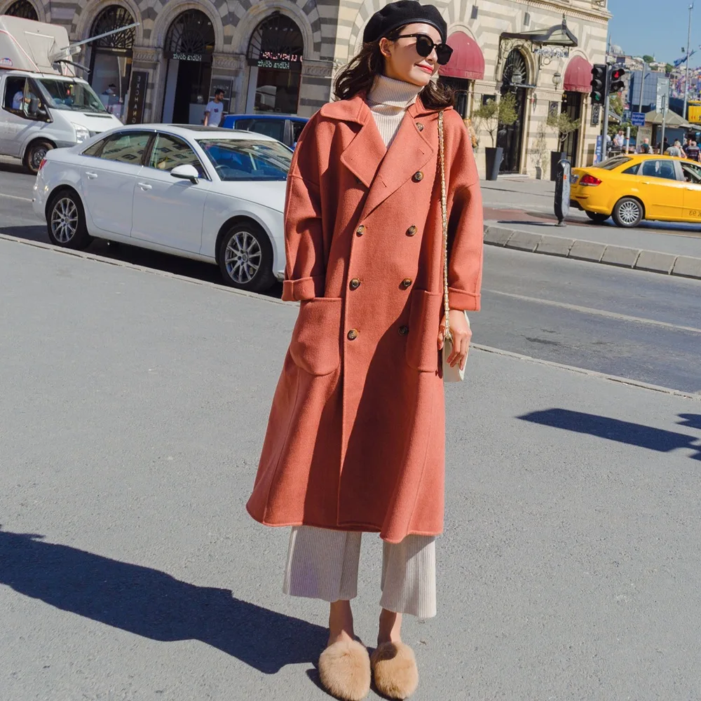 

Photo Shoot Korean-style Fashion Woolen Jacket Women's 2019 Autumn And Winter New Style Retro Laziness-Style Double Breasted Woo