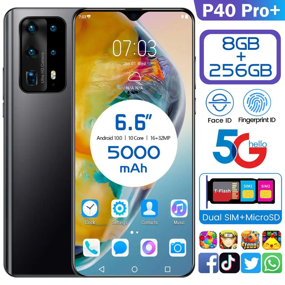 Смартфон P40 Pro + Android 6 задняя камера 5 Мп 8 128 ГБ 5000 мАч|Бамперы| |