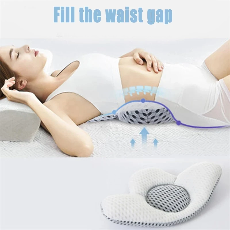 Waist-Cushion 3D Mousse Lumbar Support Bedding Pillow Pregnant Relief Pain Heating Lumbar Cushion for Bed with Mesh Pillowcase