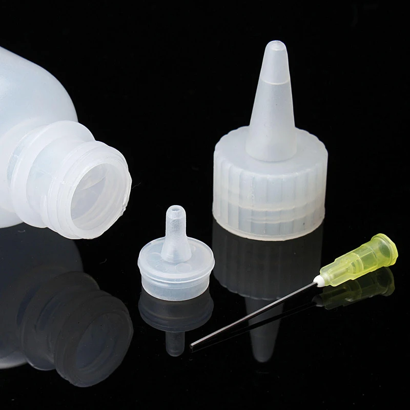 2pcs 50ml Needle Tip Plastic Rosin Bottle Cleaning Liquid Flux Alcohol Oil Dispenser Plastic Hand Bottle Cleaner DIY RepairTools