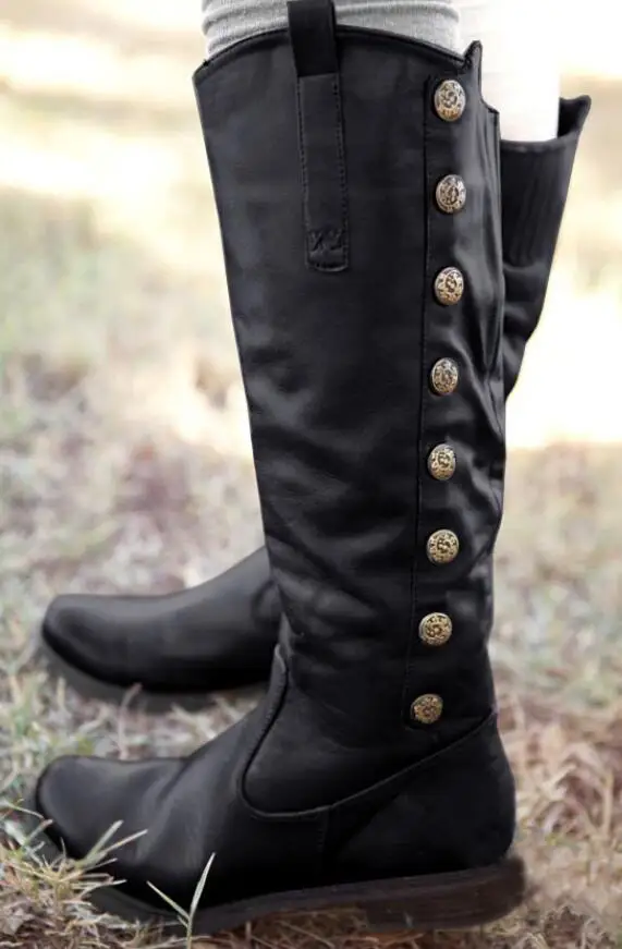 Botas mujer/Сапоги до колена; женская Винтажная обувь из искусственной кожи на плоской подошве; женские высокие сапоги для верховой езды на платформе с перекрестной шнуровкой; большие размеры