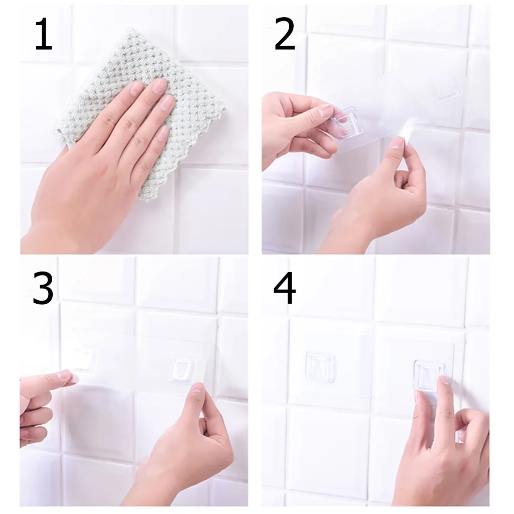 10pcs Seamless adhesive sheet U-shaped buckle Paste sheet Punch-Free Seamless Patch U-Shaped Buckle Rack Soap Box Paste#B
