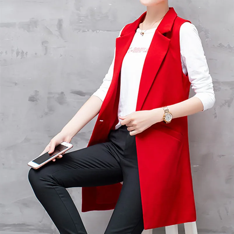 

Woman Sleeveless Jacket Long Vest